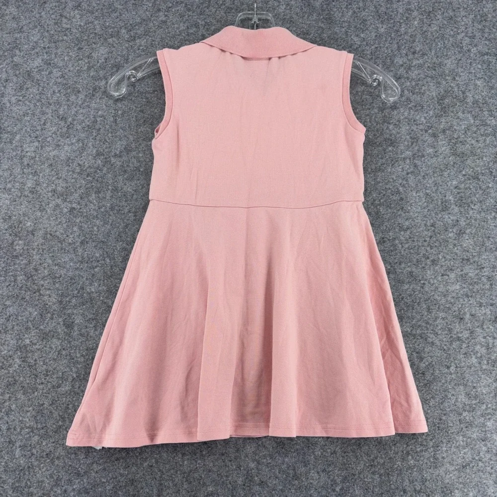 Lacoste Kids Pink Sleeveless Pique Polo Dress Sz 6 Crocodile Logo Sporty Preppy